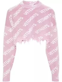 VETEMENTS джемпер с жаккардовым логотипом, розовый