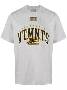 VETEMENTS футболка с вышитым логотипом, серый