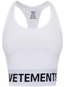 VETEMENTS майка с логотипом на поясе, белый