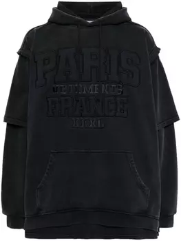 VETEMENTS Paris logo-embroidered hoodie, черный