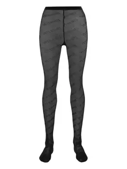 VETEMENTS полупрозрачные колготки с жаккардовым логотипом, черный