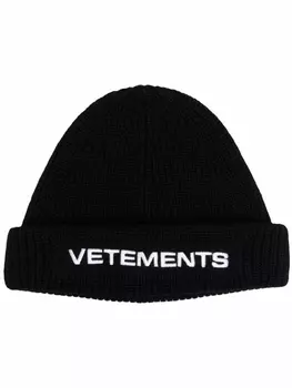VETEMENTS шапка бини с логотипом, черный