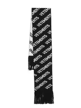 VETEMENTS шарф из шерсти мериноса с логотипом, черный