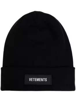VETEMENTS шерстяная шапка-бини с логотипом, черный