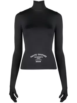 VETEMENTS топ с рукавами-перчатками и логотипом, черный