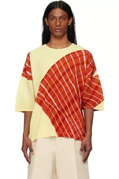 Ветреная клетчатая футболка Homme Pliss Issey Miyake, желтый
