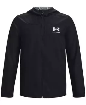 Ветровка Big Boys Sportstyle с молнией во всю длину и капюшоном Under Armour, черный