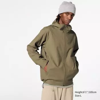 Ветровка BLOCKTECH 3D с капюшоном UNIQLO, коричневый