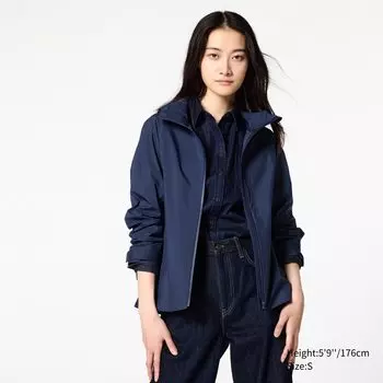Ветровка BLOCKTECH с капюшоном UNIQLO, темно-синий