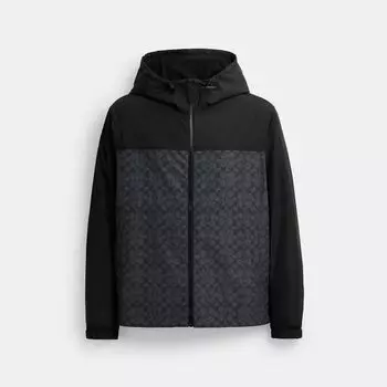 Ветровка Coach Signature Full Zip Windbreaker In Recycled Polyester, цвет Charcoal Signature