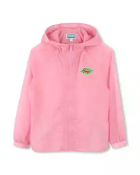 Ветровка для девочки с капюшоном и молнией Kenzo Kids, розовый