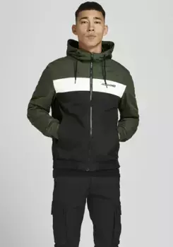 Ветровка Jack & Jones "RUSH BLOCKING HOOD BOMBER", с капюшоном, зеленый