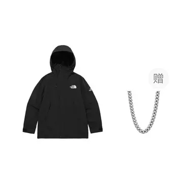 Ветровка куртка унисекс черный в комплекте ожерелье The North Face