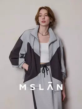 Ветровка Mslan с воротником-стойкой, светло-серый