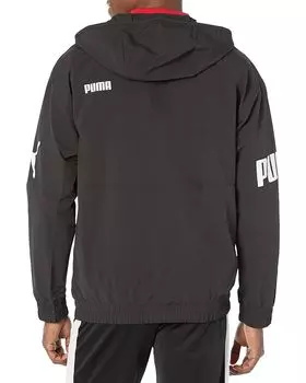 Ветровка PUMA Power Hooded 1/2 Zip Windbreaker, черный