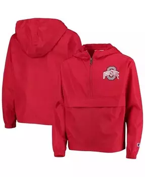 Ветровка с молнией до четверти Big Boys Scarlet Ohio State Buckeyes Pack and Go Champion, красный