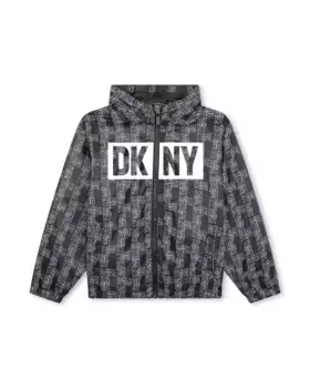 Ветровка с принтом, капюшоном и застежкой-молнией DKNY, черный