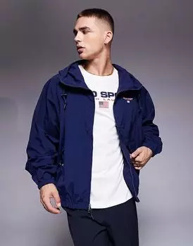 Ветровка с застежкой-молнией и логотипом Sport Capsule темно-синего цвета Polo Ralph Lauren