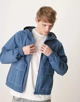 Ветровка свободного кроя синего цвета с контрастной строчкой ASOS DESIGN