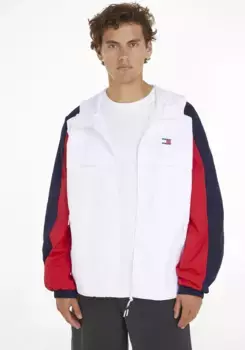 Ветровка Tommy Jeans Plus "TJM CHICAGO CLBK WINDBREAKER EXT", с капюшоном, большие размеры, белый