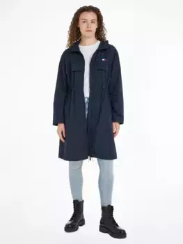Ветровка Tommy Jeans "TJW CHICAGO WAISTED COAT EXT", с капюшоном, с фирменным лейблом Tommy Jeans, синий