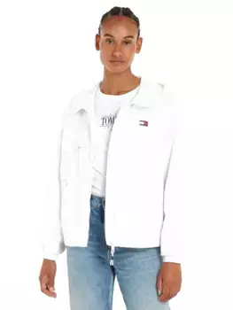 Ветровка Tommy Jeans "TJW CHICAGO WINDBREAKER EXT", с капюшоном и контрастными молниями, белый