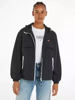 Ветровка Tommy Jeans "TJW CHICAGO WINDBREAKER EXT", с капюшоном и контрастными молниями, черный