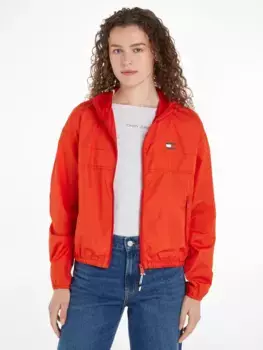 Ветровка Tommy Jeans "TJW CRP LT CHICAGO", модного укороченного кроя, малиновый
