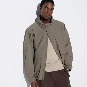 Ветровка UNIQLO с воротником-стойкой, коричневый