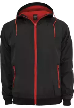 Ветровка URBAN CLASSICS " Urban Classics Men's Contrast Windrunner" (1 шт.), с капюшоном, красный