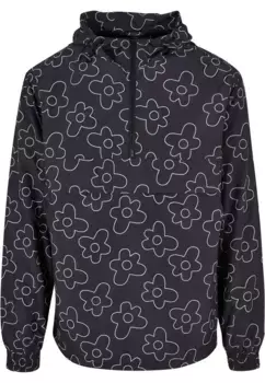 Ветровка URBAN CLASSICS " Urban Classics Men's Flower AOP Pullover Jacket" (1 шт.), с капюшоном, черный