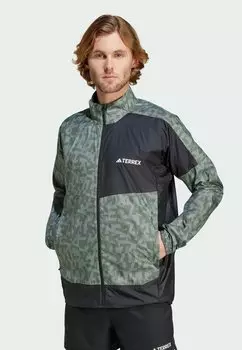 Ветровка Wind adidas Performance, серебристо-зеленый черный