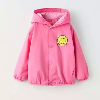 Ветровка Zara Summer Camp Water-repellent Smileyworld, ярко-розовый