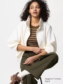 Ветровка женская Uniqlo воротник-стойка, 01 белый