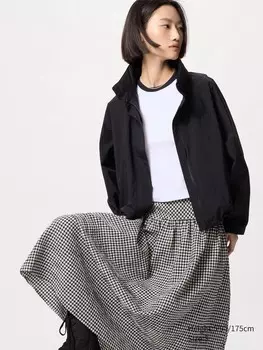 Ветровка женская Uniqlo воротник-стойка, 09 черный