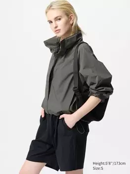 Ветровка женская Uniqlo воротник-стойка, 56 оливковый