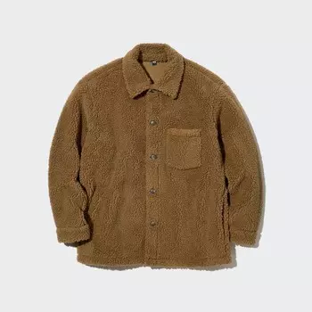 Ветрозащитная флисовая куртка-рубашка Uniqlo, 34 коричневый