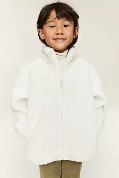 Ветрозащитная куртка из флиса Тедди H&M, белый