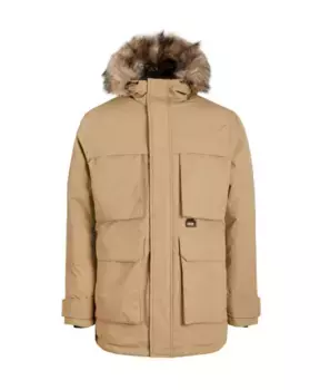 Ветрозащитная куртка-парка с меховым капюшоном Jack & Jones, коричневый