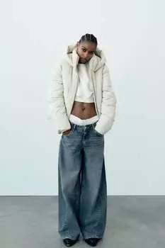 Ветрозащитная куртка-пуховик ZARA, серый