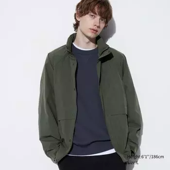 Ветровка UNIQLO с воротником-стойкой Unisex, 57 оливковый