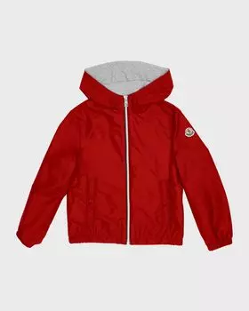 Ветрозащитная куртка Urville для мальчика с капюшоном, размер 8–14 Moncler, цвет Fire Red