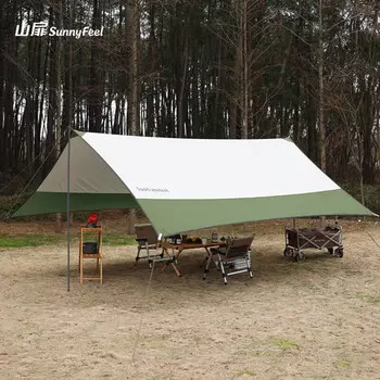 Ветрозащитный и непромокаемый восьмиугольный навес в стиле Jingdian Guangnian, изогнутый навес с широкими краями (440/440/210 см), зеленый
