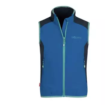 Ветрозащитный жилет Trollkids Kid's Balestrand Vest, цвет Cobalt Blue/Dark Navy/Dusky Turquoise
