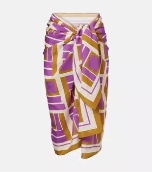 Вибрационный хлопковый и шелковый пляжный саронг Eres, фиолетовый