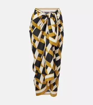 Вибрационный хлопковый и шелковый пляжный саронг Eres, нуар