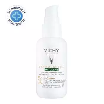 Vichy Capital Soleil UV Clear SPF50+ PA++++ 40 мл. Солнцезащитный уход для жирной кожи, склонной к акне, White