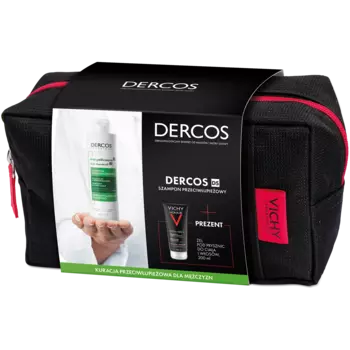 Vichy Dercos набор для мужчин: шампунь против перхоти для нормальных и жирных волос, 390 мл + гель для душа, 200 мл