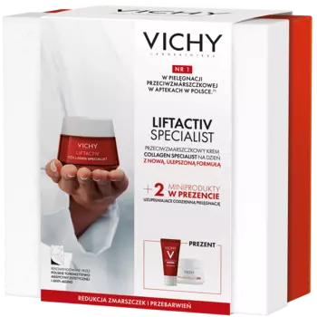 Vichy Liftactiv Collagen Specialist набор: дневной крем для лица, 50 мл + ночной крем для лица, 15 мл + сыворотка для лица, 10 мл