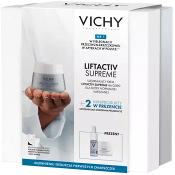 Vichy Liftactiv Supreme набор: крем для лица для нормальной и комбинированной кожи, 50 мл + ночной крем для лица, 15 мл + сыворотка для лица, 10 мл
